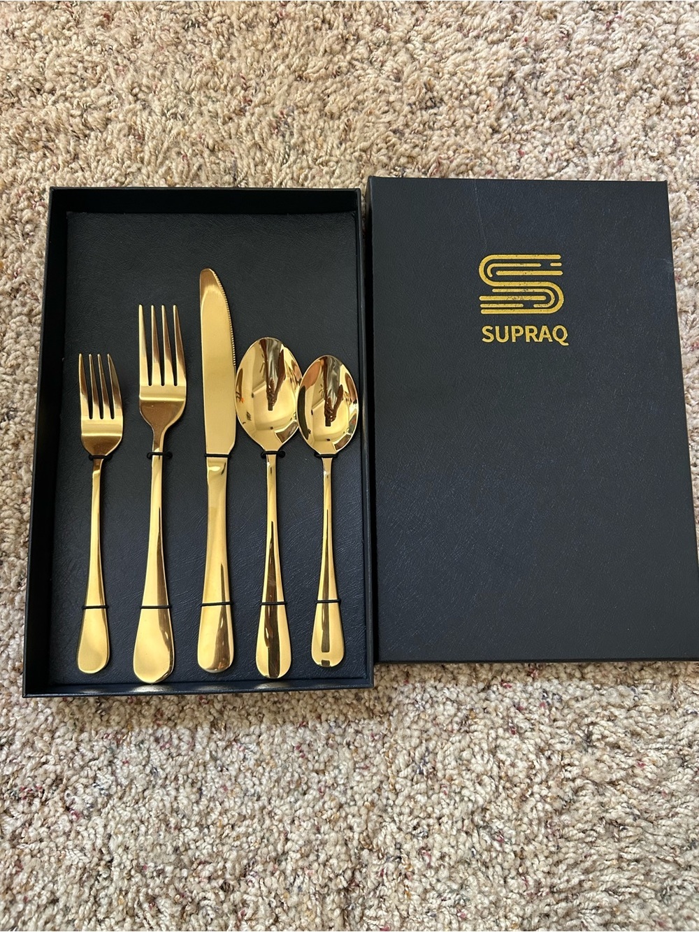Supraq Gold Flatware Set - Polished Gold 4-Piece Place Setting